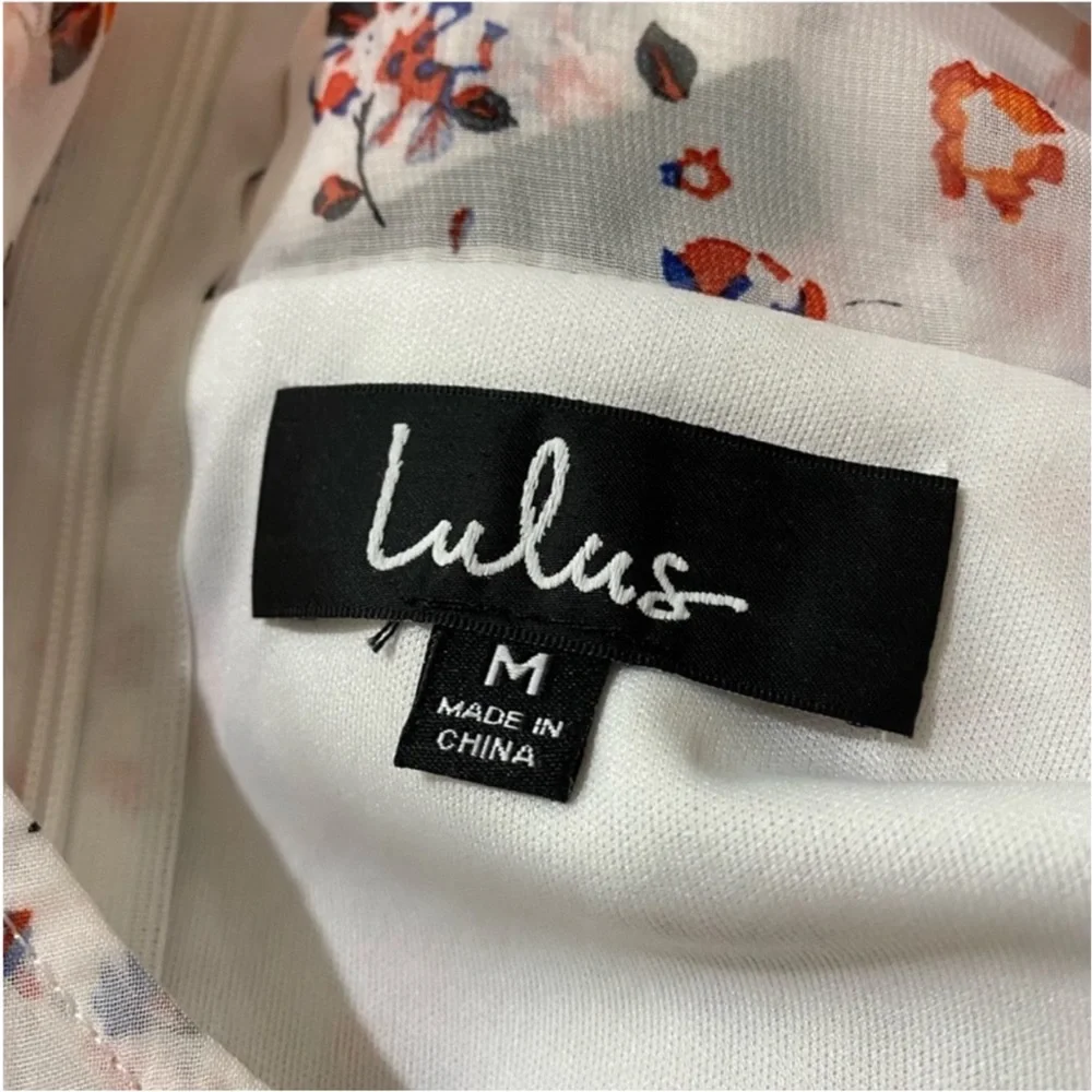 Lulus Floral to See White Floral Print Long Sleeve Mini Dress Size Medium - Picture 9 of 13